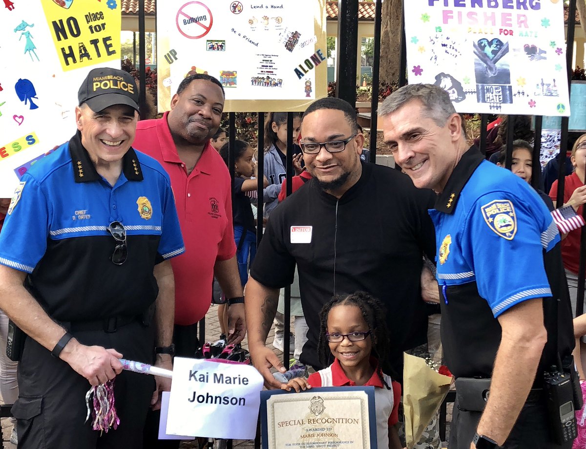 MayorDanGelber's tweet photo. Final stop of today’s @MiamiBeachPD #UnityBikeRide is @FienbergFisher! @MiamiBeachPAL donated bikes to the winners of the school’s anti bullying campaign. Congratulations to Mrs. E & all the kids, & thank you to @MiamiPD, @MGPDFL @CoralGablesPD, and all officers who participated! https://t.co/5vrkJXbdH7