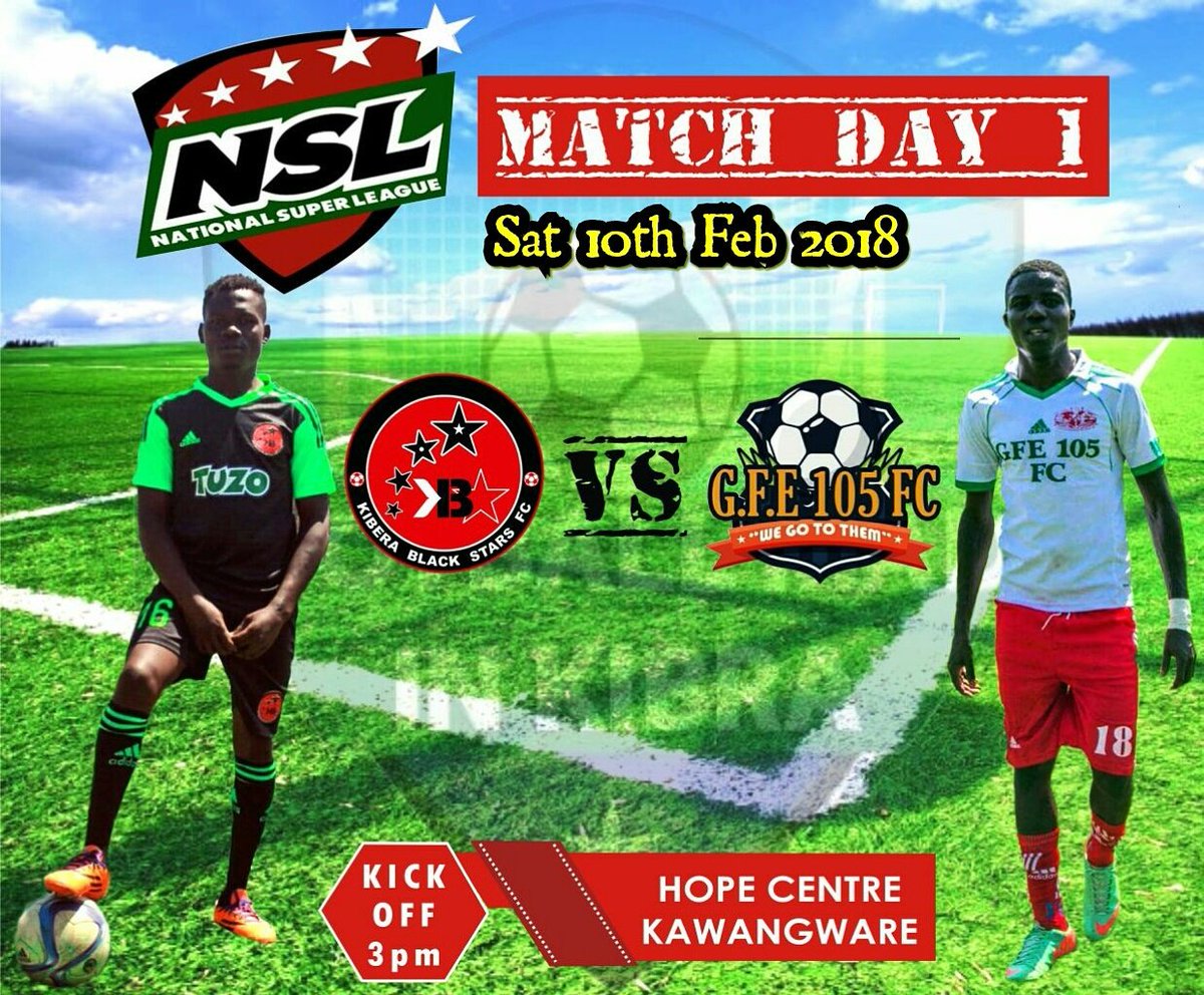 kibrasoccer's tweet photo. @Kiberablackstar vs @OfficialGFE105 
This Saturday in Kawangware's Hope Centre from 3 PM.  
Match will be live on @BambaSports https://t.co/73fiEXCdIf