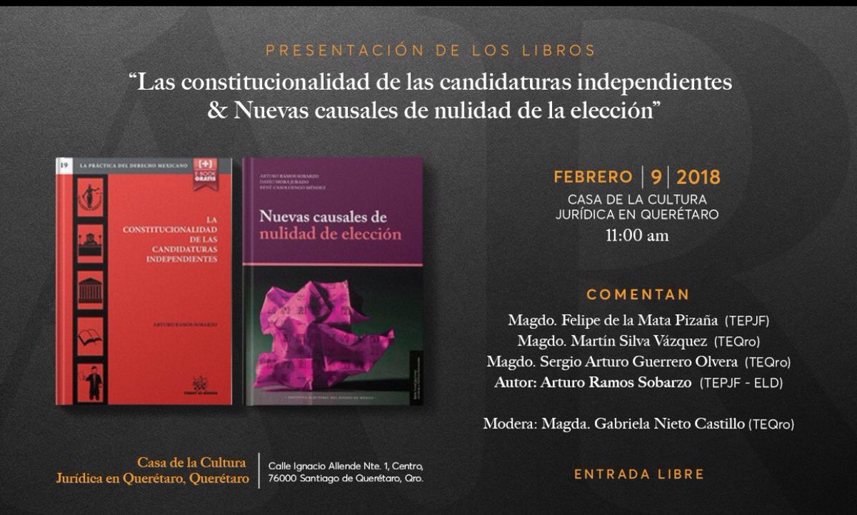 ArthurRSob's tweet photo. Invitados todos un honor participar con l@s Magdos @fdelamatap Gabriela Nieto Castillo, @Magdo_SAGO y Martín Silva del @TEEQRO en Qro https://t.co/11p4wEtfdy