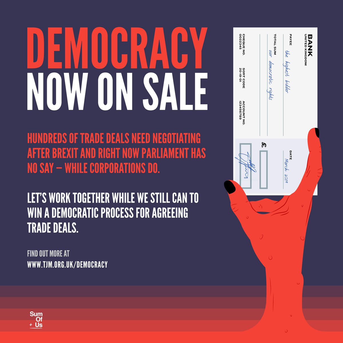 Hundreds of trade deals could soon be negotiated without parliament getting a say - although corporations will. But we weren't allowed to display this poster in Westminster station  #FreeTradeUK tjm.org.uk/democracy