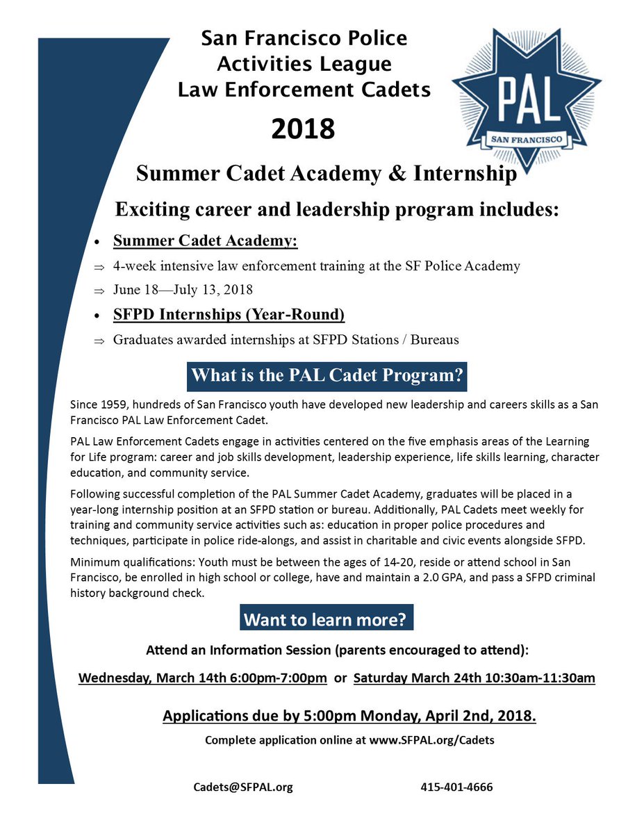 goSFPAL's tweet photo. Registration for our upcoming Summer Cadet class is officially open.
https://t.co/qYEa6FpK5p https://t.co/7I2wHGLfgr