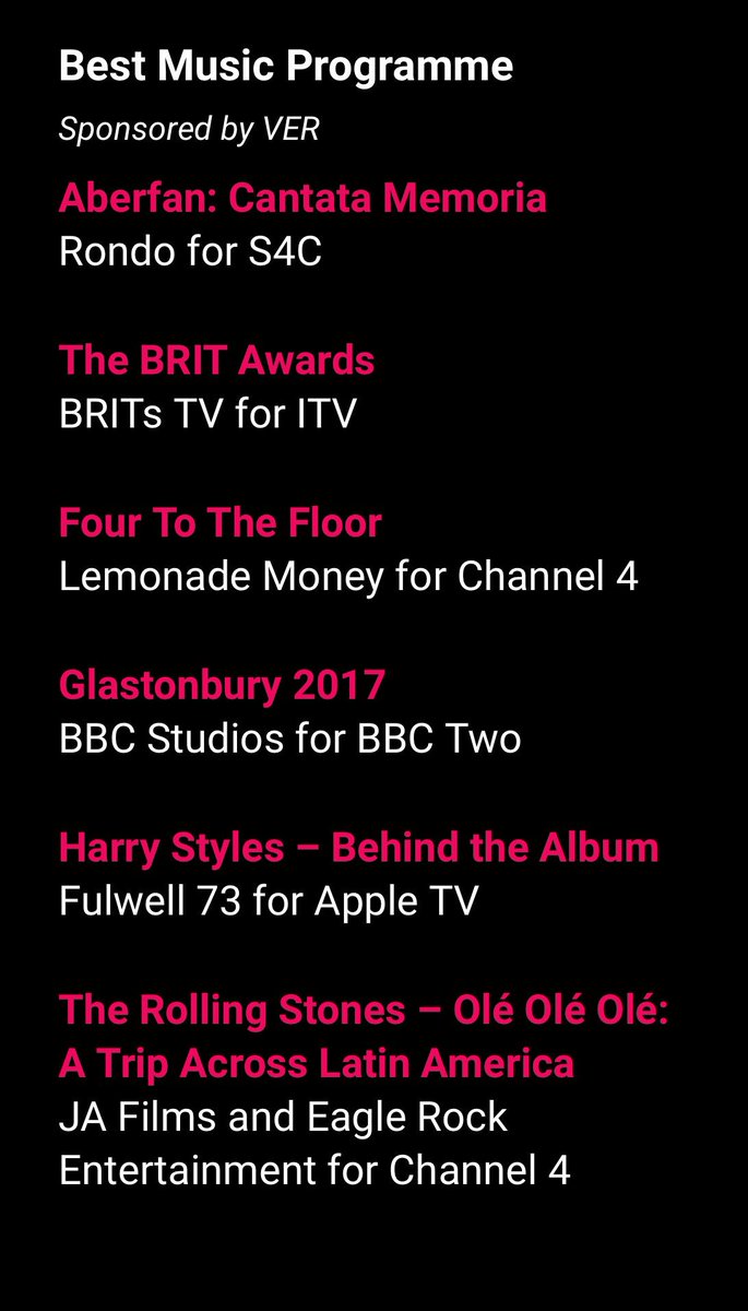 Fingers crossed for broadcast awards tonight - our film with <a href="/Harry_Styles/">Harry Styles.</a> is up for best music film. If you haven’t seen it go to <a href="/AppleMusic/">Apple Music</a> and watch Behind the Music