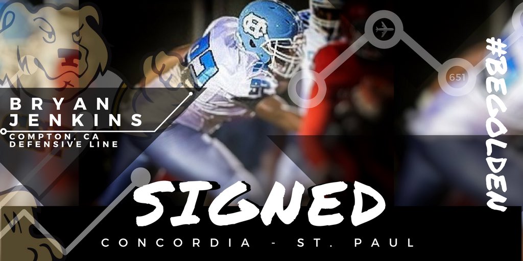 CSPBearsFB's tweet photo. From Compton, CA we welcome Bryan Jenkins, a Defensive Lineman  from Compton High School, to St. Paul on #NSD18! #GoodNews18ears #BuildingOnTheRock #GoldenStateGoldenBears https://t.co/crJOyTMx2Y
