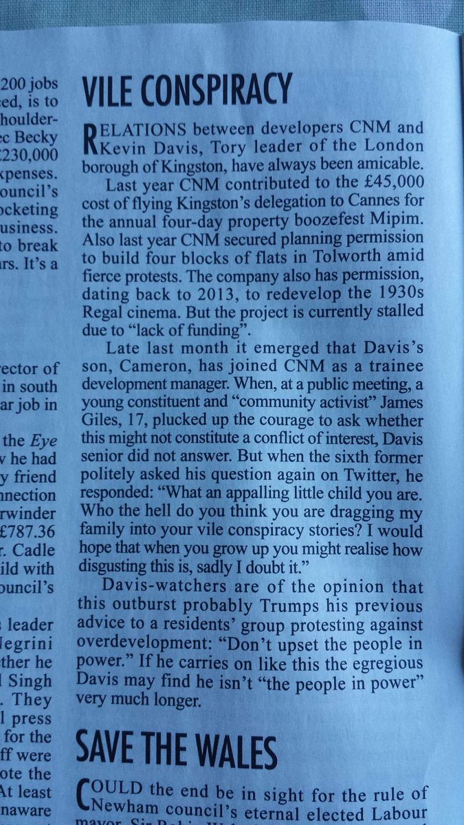 jnsweeneytweets's tweet photo. #berrylands #kingston resident and @RBKingston @RBKingston leader is featured in " Rotten Boroughs" #privateeye https://t.co/ujXekVFGtm