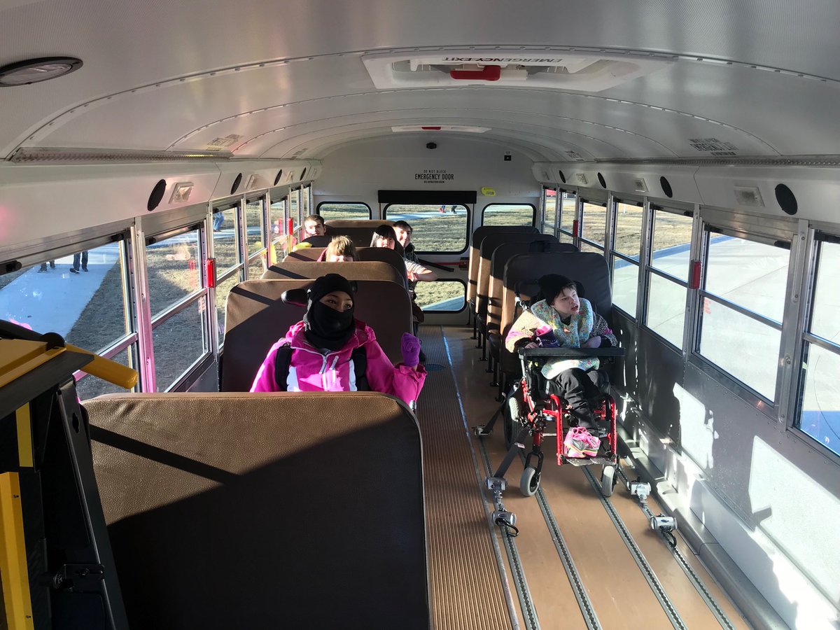 HeddensJulie's tweet photo. We are all so thankful for this AMAZING new Special Education Bus!!! Riding in style now! Cadillac of busses!!! Huge shout to all that made this happen! #WeAreCC  #CharlesCityCSD #MakeADifferenceCC #OneSmallThingCC https://t.co/XCzBdppdqY