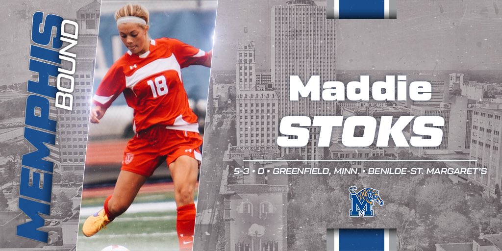 MemphisWSoccer's tweet photo. First signing of the day is Maddie Stoks from Greenfield, MN! Welcome to the #TigerFam! #GoTigersGo https://t.co/3bfGvEsuUy