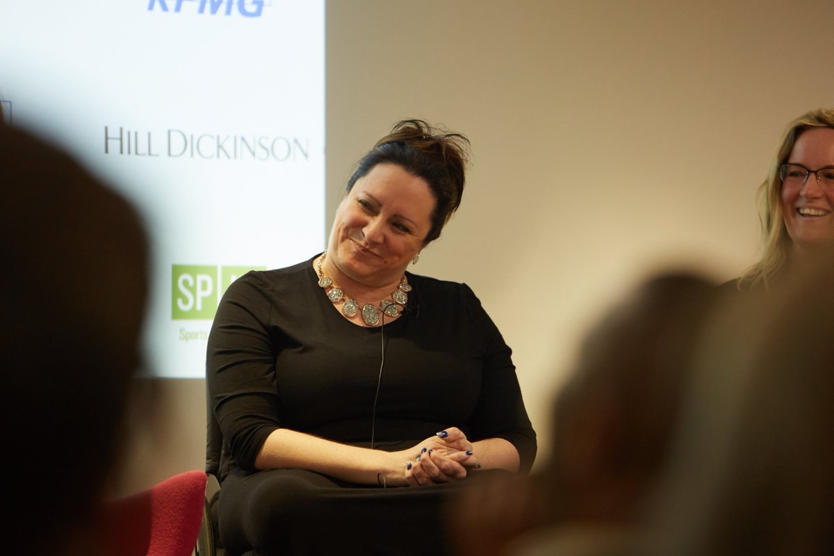 SportsInf's tweet photo. Sarah Brown-Fraser notes the importance of lifting up young women to develop their self-confidence and how we can do more here, saying 'there’s a lot more to be done with younger women and confidence levels' @SarahBFraser #SportsInf @kpmguk @HillDickinson https://t.co/PiuhtqDzVQ