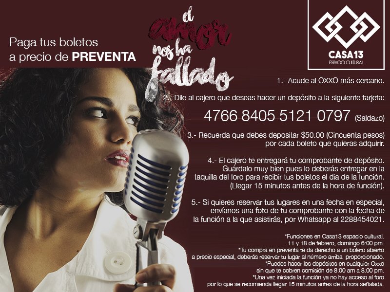 Casa13EC's tweet photo. Esta semana te esperamos en la función de #ElAmorNosHaFallado en #Casa13EspacioCultural #HayPreventa #ComoEnCasa https://t.co/ujUWIaPgaX