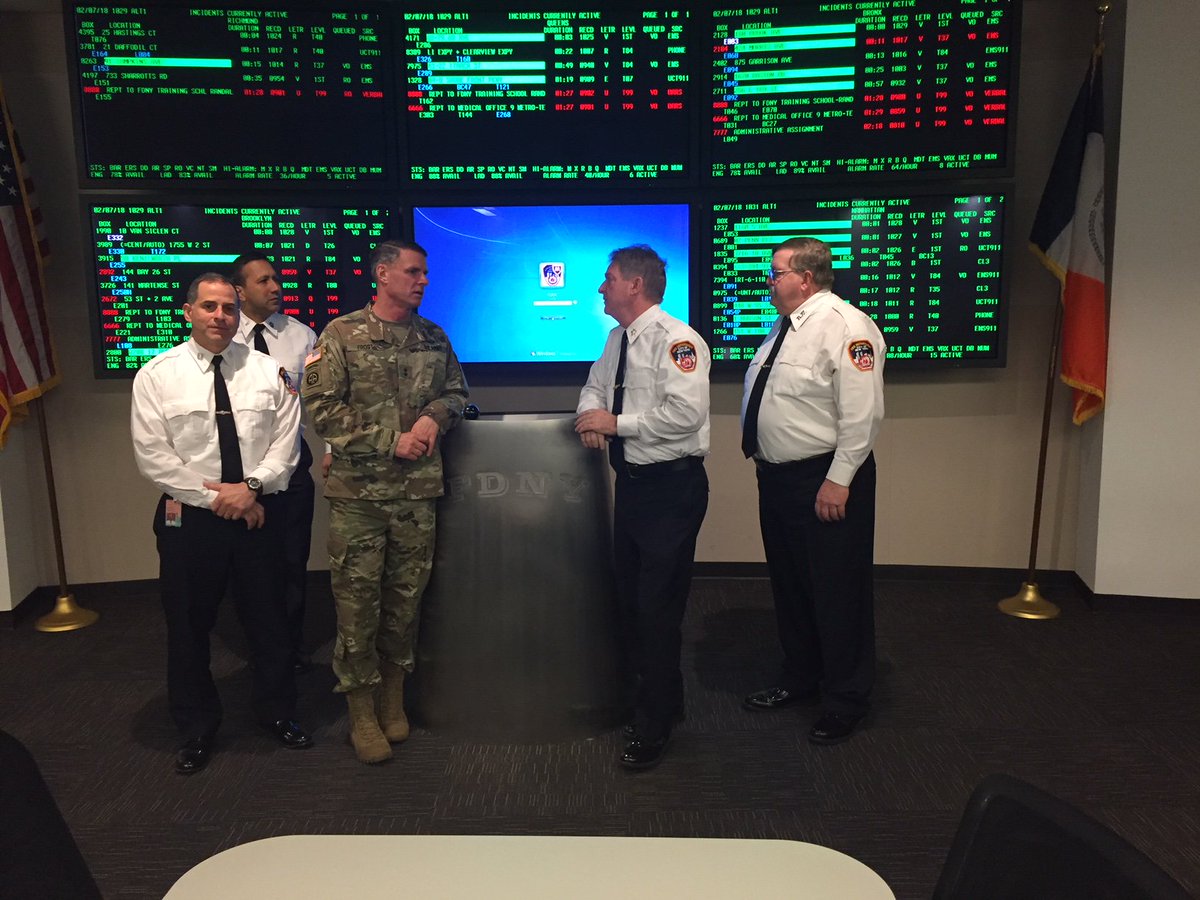 FDNY's tweet photo. Today #FDNY Chief of Department Leonard welcomed Major General Malcolm Frost, U.S. Army Center for Initial Military Training, to FDNY HQ in #Brooklyn https://t.co/rHcUr5ZYgG