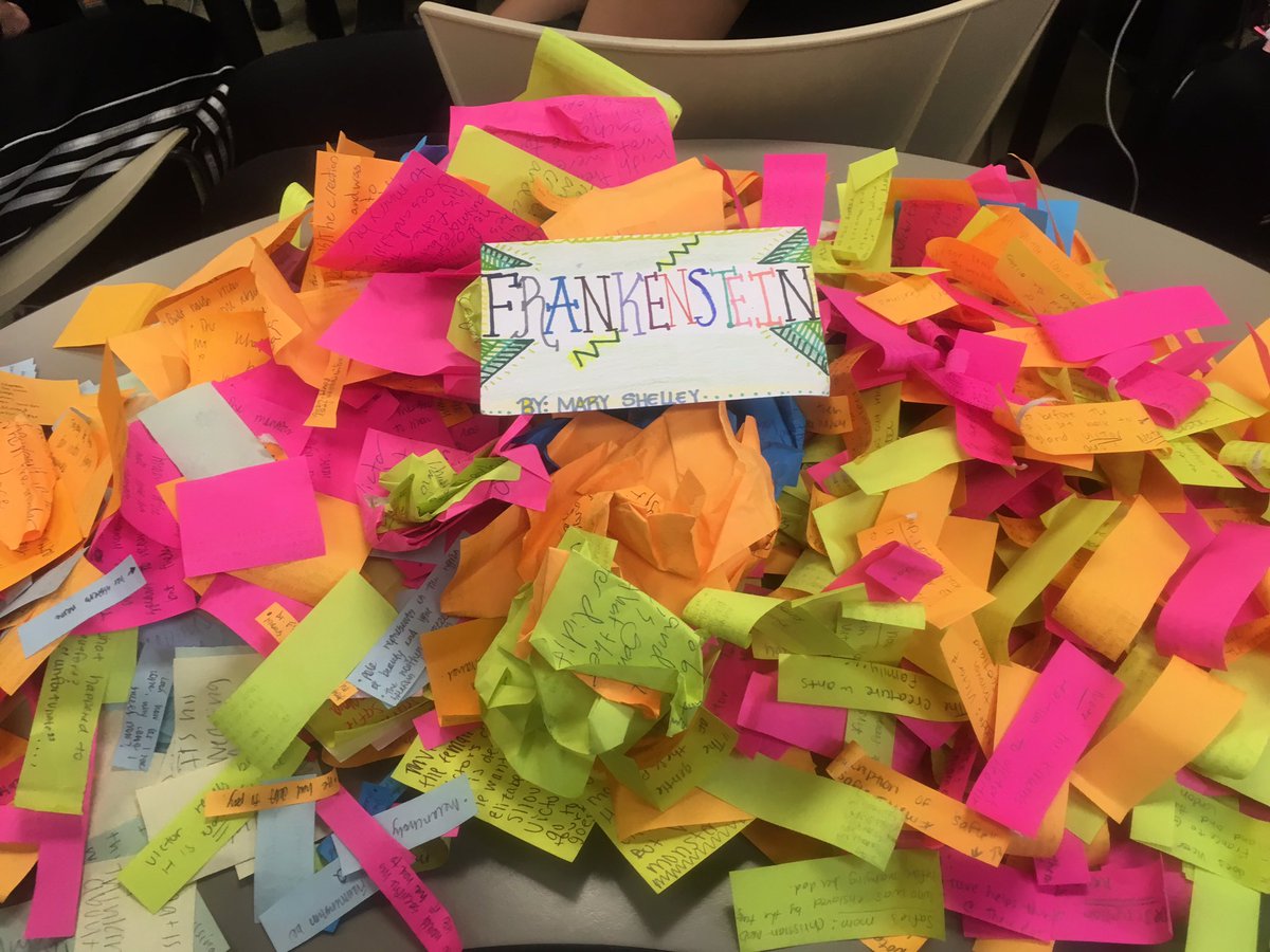 sarsouramany08's tweet photo. Frankenstein Book📖 #postitparty in 3rd Hour Sophomore- H English Class @MrsDeesAP 📚✏️🖌🔖 😇 All our Hard Work❤️😁🎉😇 https://t.co/fNBXyNgdYD
