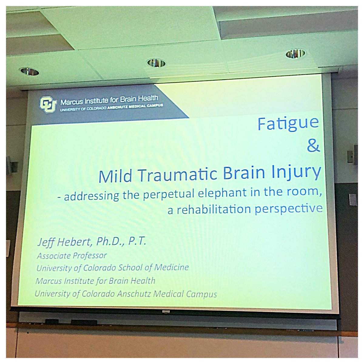 MI4BrainHealth's tweet photo. Our Lead #PhysicalTherapist @hebertj44 presenting his work on #Fatigue and Mild #TBI @CUAnschutz https://t.co/QUM6j3ilr2