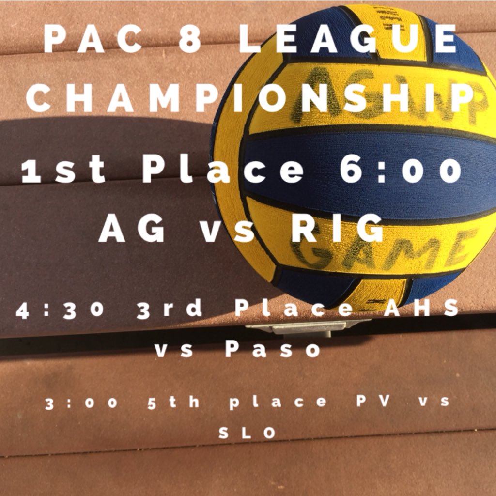 Championship Thursday. 6:00 AG vs RIG @ AG. 3rd place 430 Paso vs Atown 3:00 5th place PV vs SLO @JBaileySMSports @JessicaVoSports <a href="/TravisDgibson/">Travis Gibson</a>