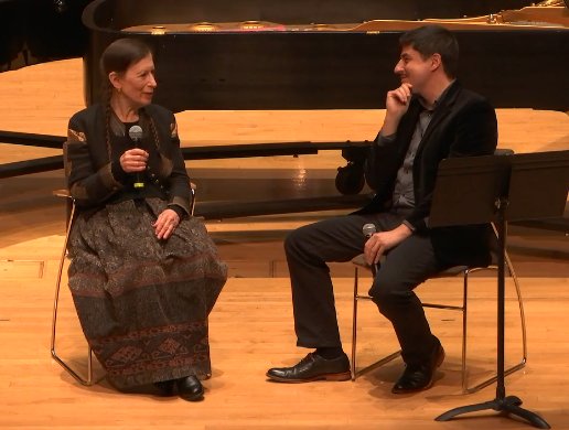 gosfcmp's tweet photo. Our recent #intheLABORATORY concert, incoming #sfcmp Artistic Director Eric Dudley sat down with composer/singer/choreographer/artist @meredith_monk. Learn more about featured artists like #Monk, upcoming performances, or the SFCMP organization by going to https://t.co/AwGEaNugCI https://t.co/2tgkKUpL4A