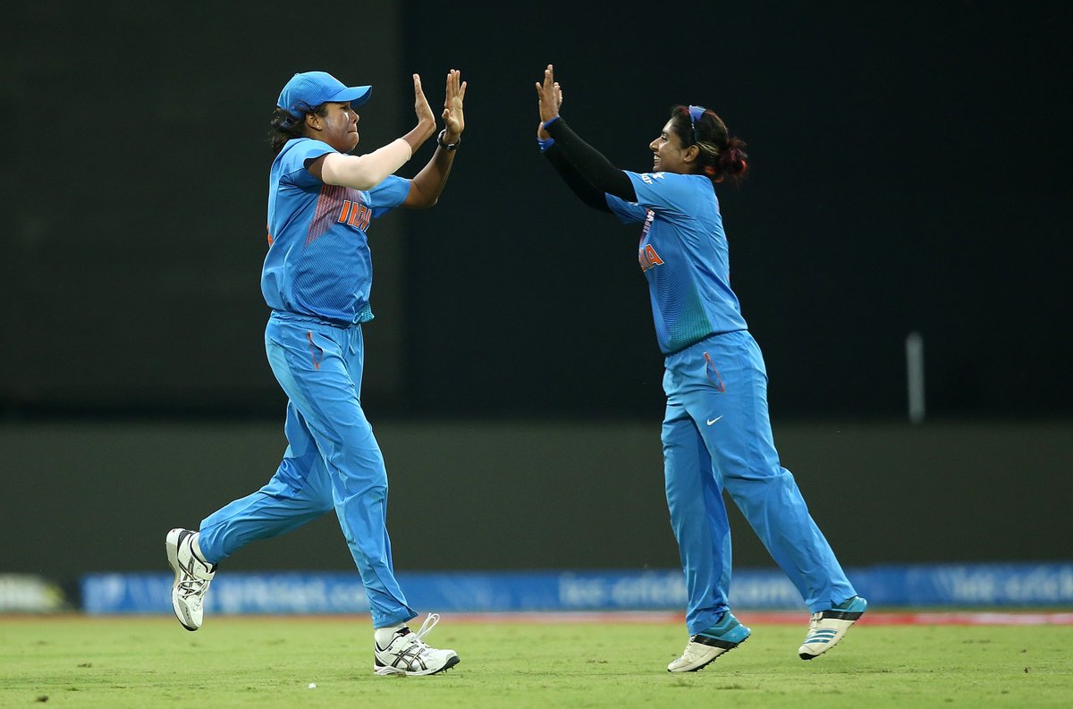 ICC's tweet photo. It was a truly memorable day for @JhulanG10 and @mandhana_smriti, as India sealed a series win against South Africa with a comfortable victory.

#SAvIND REPORT ➡️ https://t.co/1eiZVeG2kY https://t.co/rMnGYM1RHZ