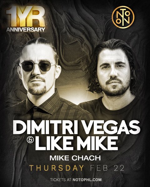 So fukin pumped to announce that I’ll be direct support for <a href="/dimitrivegas/">Dimitri Vegas</a> and <a href="/likemike/">LIKE MIKE</a> at <a href="/NOTOphl/">NOTO Philadelphia</a> for their 1 year anniversary. This show will be one for the books.