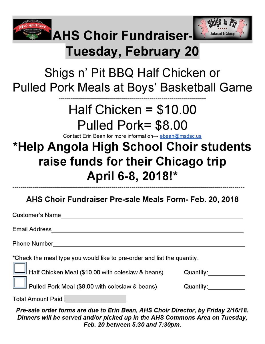 AHSNation's tweet photo. Hornet Nation, A great fundraiser for AHS Choir is coming up.  Be sure to get your pre-sale order forms to Erin Bean, AHS Choir Director, by Friday (2-16).  #APride https://t.co/y8dM6ln7ZT