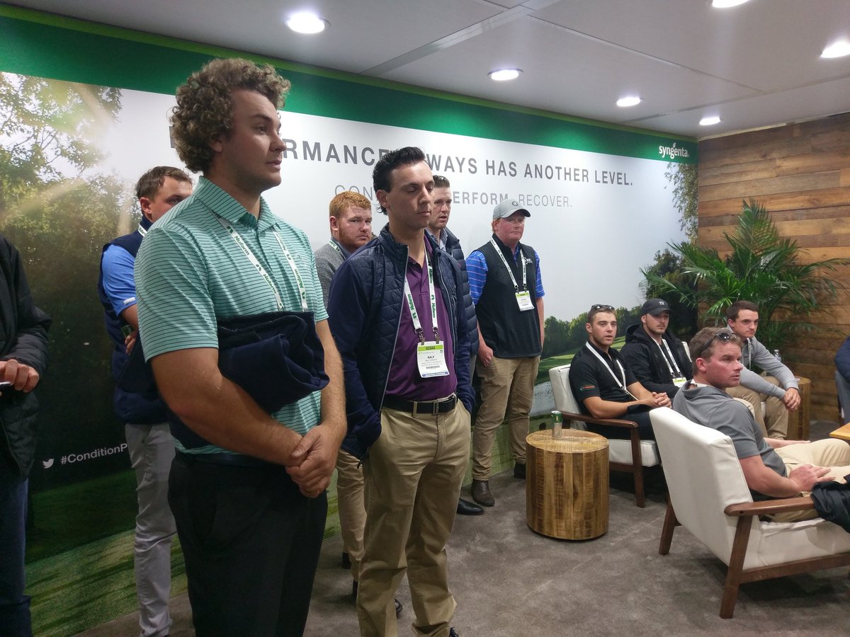 SyngentaTurf's tweet photo. The next generation of the #turfgrass professionals is looking bright. Thanks for stopping by @OSU_ATI_Turf! #GIS18 #osuturf https://t.co/cQNEH6H4X2