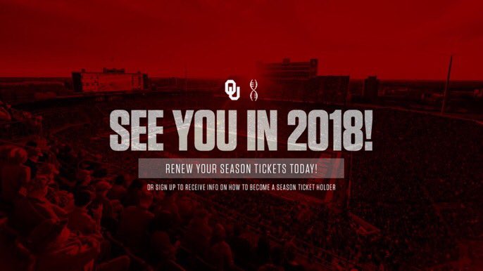 OU_Athletics's tweet image. The 2018 @OU_Football signing class is in! Now it's your turn to commit. Secure your season tickets today!

Renew ➡️ bit.ly/2nIZIjM
Sign up ➡️ bit.ly/2BKr01S