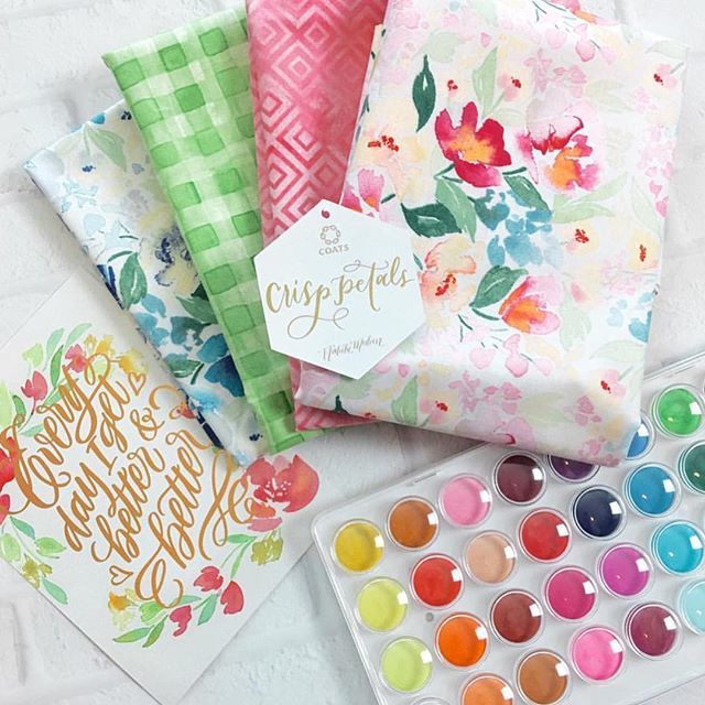 nataliemalan's tweet photo. How pretty is this sneak peek of #CrispPetals from @sweetredpoppy?!?? 😍 I can't wait for it to come out next month!!! 🙈 @freespiritfabric @makeitcoats .
.
.
.
.
.
.
#pursuepretty #freespiritfabrics #makeitcoats #sewistsofinstagram #watercolor https://t.co/TxVyKBtIpz https://t.co/nrNK010vWM