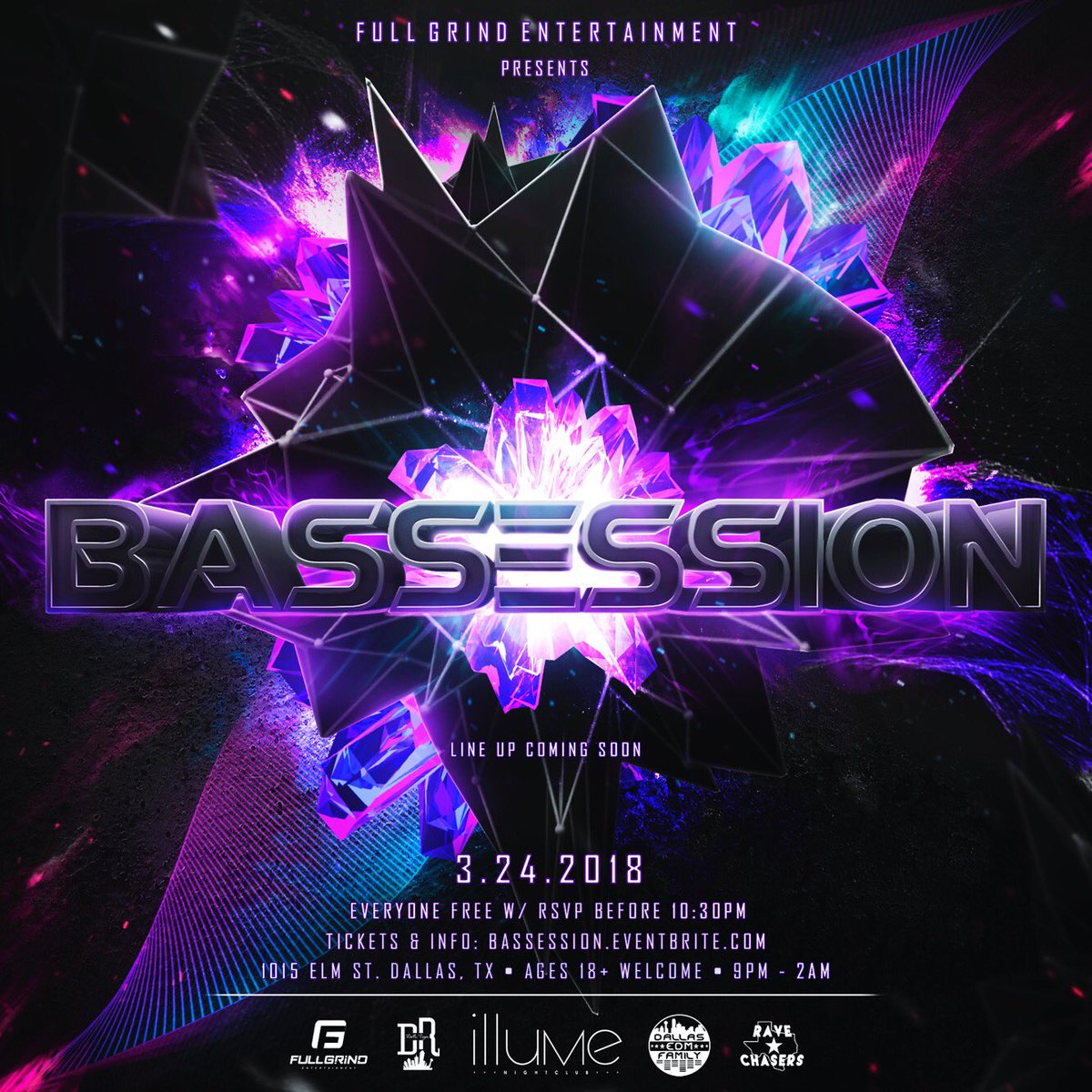 FullGrindTexas's tweet photo. We’ve been working hard coming up with some new, something fresh...

Well it’s finally time, it’s our pleasure to present up you @Bassession 😈

A New Event Brand Bringing You The Best in BASS Music To Texas!! 🔥🔥

Dubstep / Trap / Bass House / Future Bass / No Genres Limited... https://t.co/bmu9RbI4q3