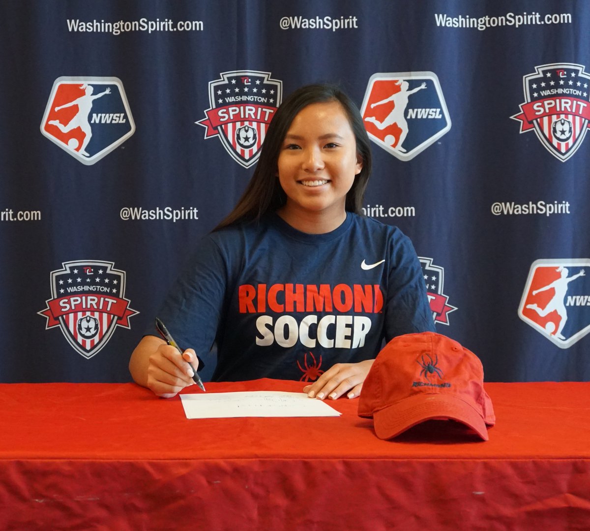 WashSpiritYouth's tweet photo. Congratulations @_sarah9913 on signing with @SpiderSoccer!

📝Sarah Nguyen ➡ University of Richmond
#WeWill // #NSD2018 https://t.co/qwlJ8oUjeF