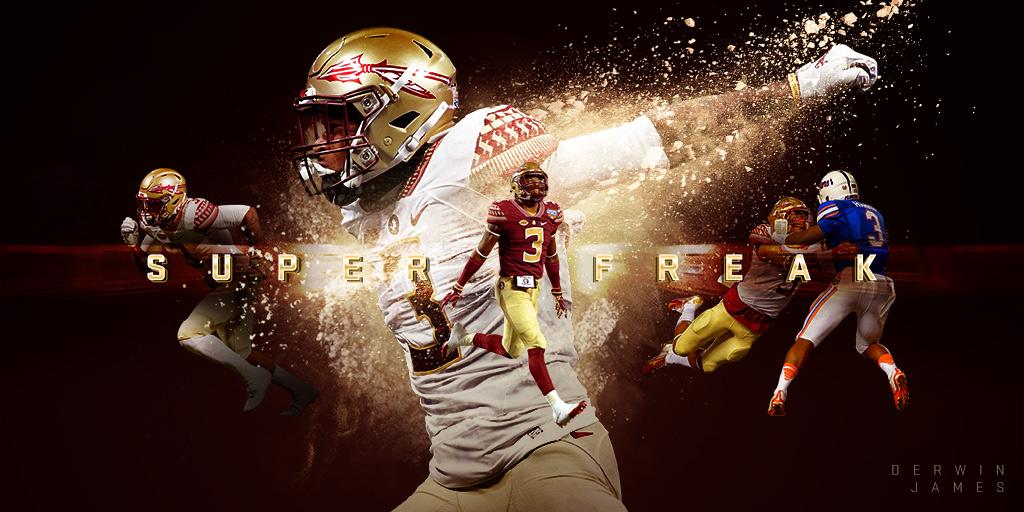 NFLDraft's tweet photo. Built like @P2 
Punishes like @Kam_Chancellor 
Uber athletic like @RyanShazier 

Why NFL scouts see a future superstar in @FSUFootball's @derwinjames6 

https://t.co/96rD4GH4uu https://t.co/V1QovLjxDY