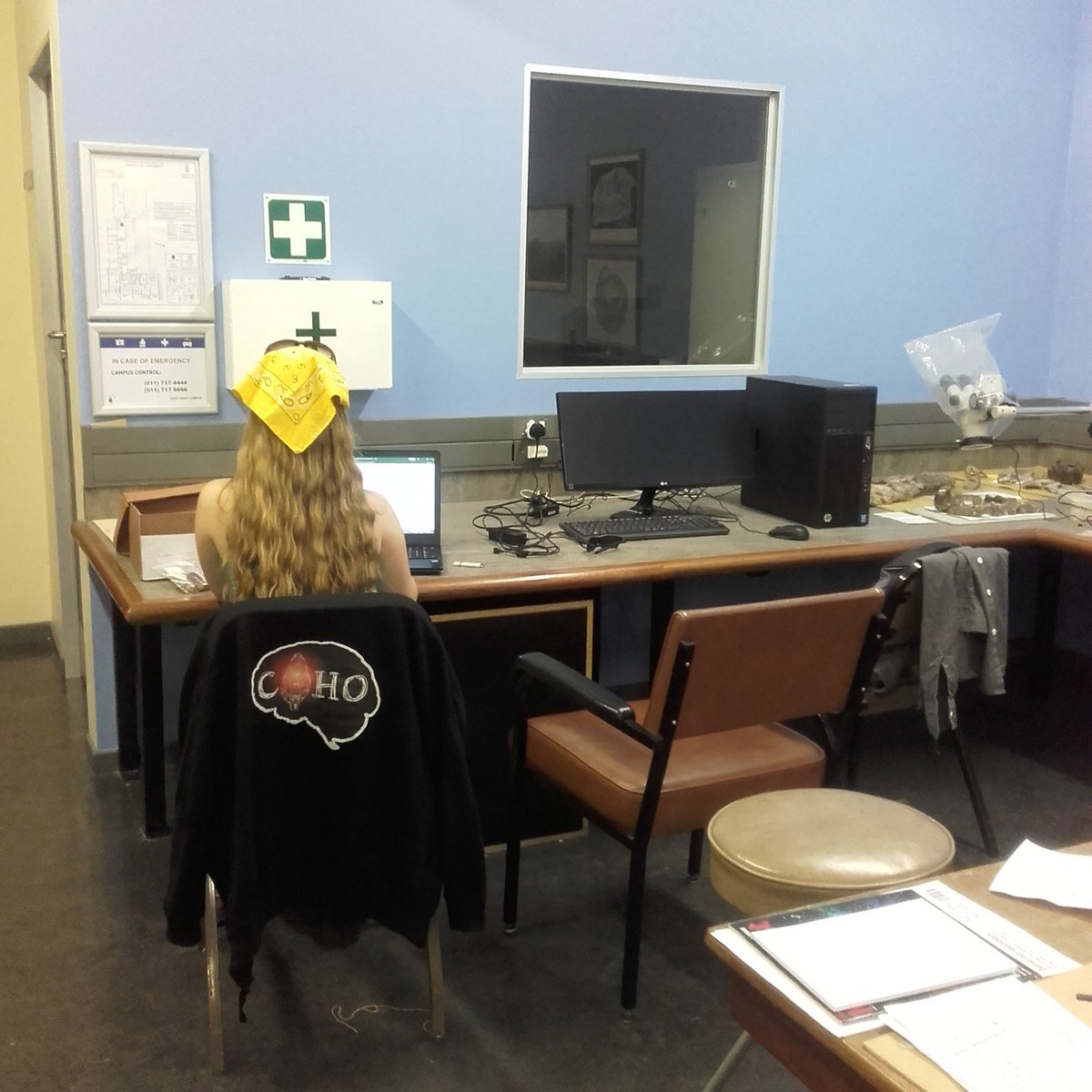 Emily_C_Watt's tweet photo. #Justanotherdayswork cataloguing the #Sterkfontein faunal material with @MatthewTWisdom
 @CAHO_uk @sotonarch @WitsArchaeology @cradlehumankind https://t.co/2dEOQAcD76