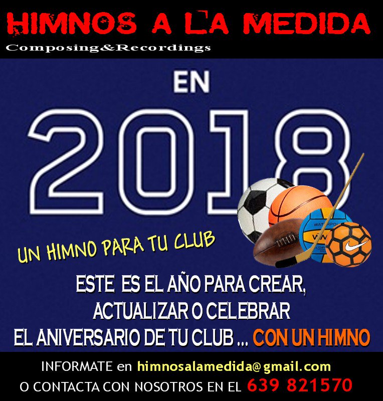MASHIMNOS's tweet image. Este es el año para crear, actualizar o celebrar el aniversario de tu club. con un himno.
 HIMNOS A LA MEDIDA
 Infórmate sin compromiso en himnosalamedida@gmail.com
 o llámanos directamente al 639 82 15 70