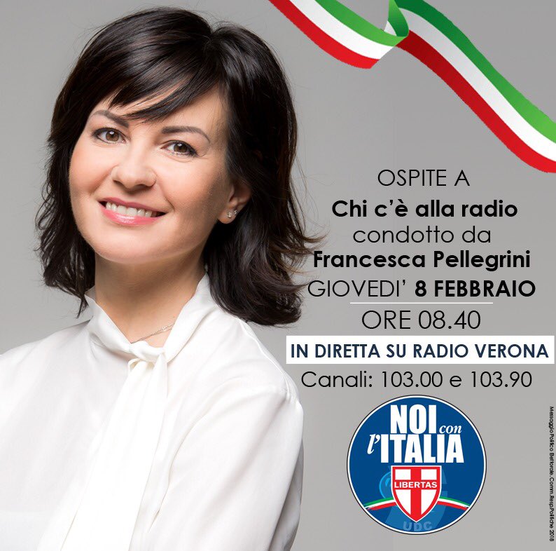 PBisinella's tweet photo. Domani saró ospite della trasmissione “Chi c’è alla Radio” su #RadioVerona

#PatriziaBisinella #NoiConlItalia https://t.co/Cp6Rb5L3fH