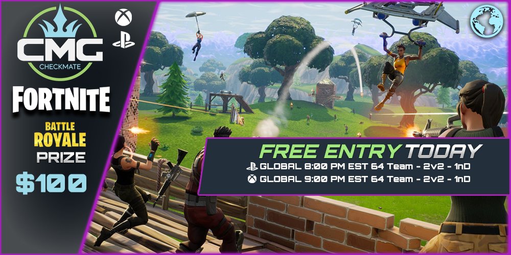 xb1 https www checkmategaming com tournament xbox one fortnite battle royal 100 free global fornite 2v2 1nd 15604 info registration opens 2 hour - fortnite free entry tournaments