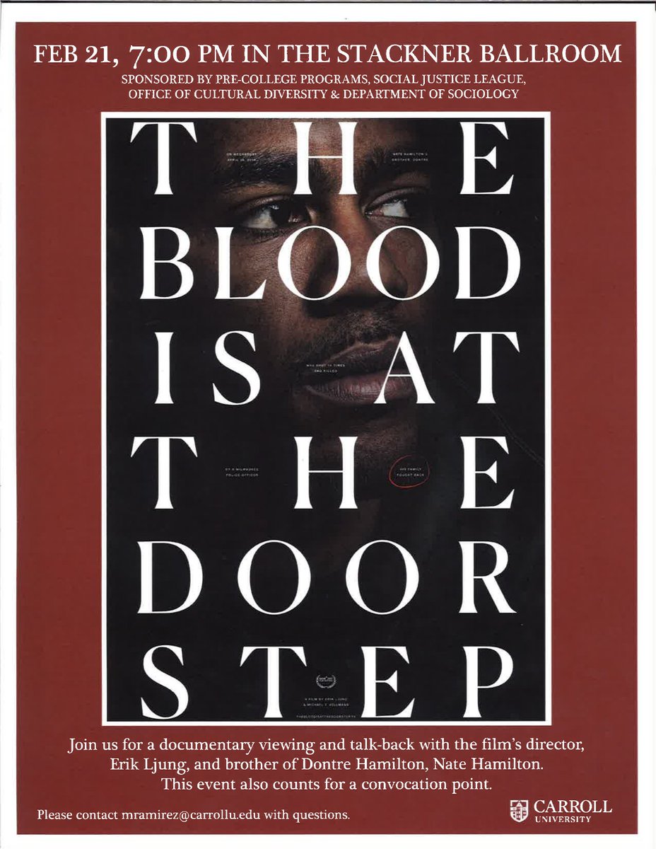 CU_Diversity's tweet photo. Also, please save some important and exciting dates:
- Feb. 21st: Blood Is At Your Doorstep Convocation Presentation 
- Feb. 25th: The 31st Annual Soul Food Dinner
Come join us and bring a friend! https://t.co/AEFxcaECKZ