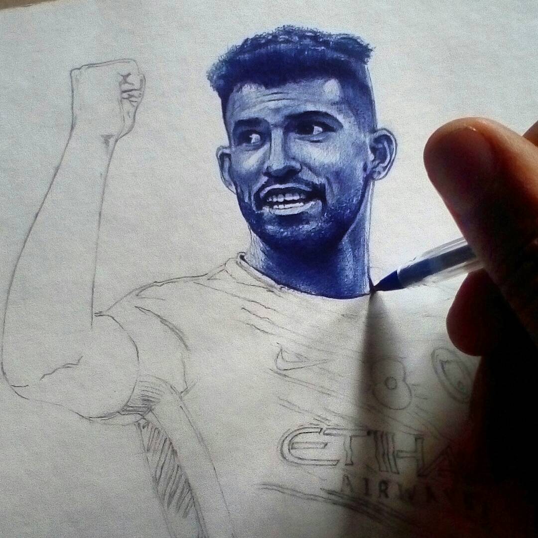 STAN on Twitter: "Pen drawing of @aguerosergiokun #aguero ...