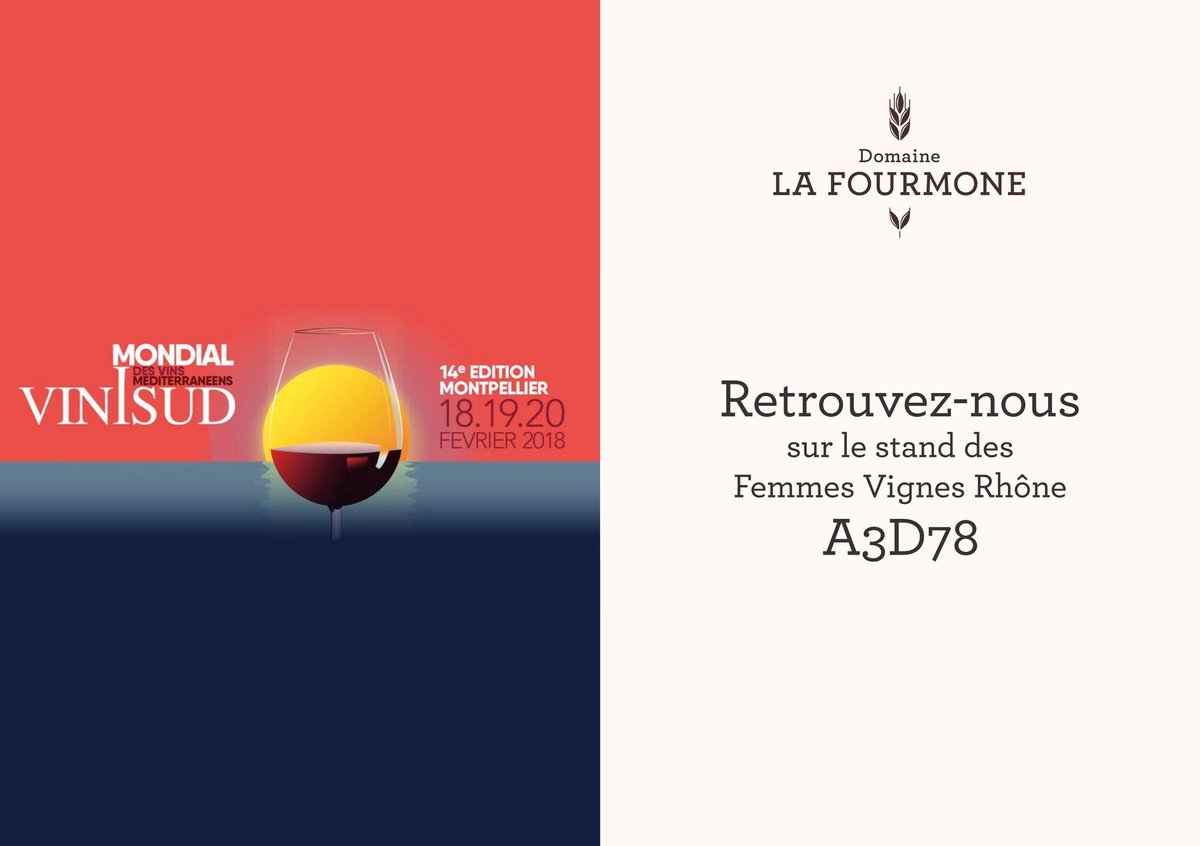 Lafourmone's tweet photo. Retrouvez-nous sur Vinisud ! #VINISUD2018 #domainelafourmone #fourmone #lafourmone https://t.co/jNWOXS4uiL