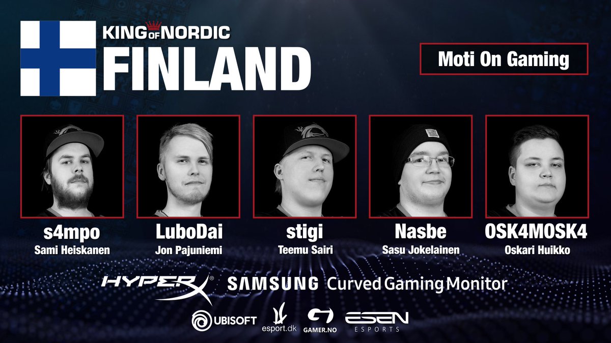kingofnordic's tweet photo. Norway VS Finland coming up LIVE! in King of Nordic Rainbow Six Siege now https://t.co/O9IOXnoUnn
FINLAND @s4mp0 @JonPajuniemi @StigiR6 @Nasbetti @OSK4MOSK4
NORWAY #Mrofficer #ChickenLurd #MarcDaKind #SnikendeElefant @zak_hyland
#kingofnordic #ubisoft #hyperx #gamerno #esportdk https://t.co/KWNVq4NNUl