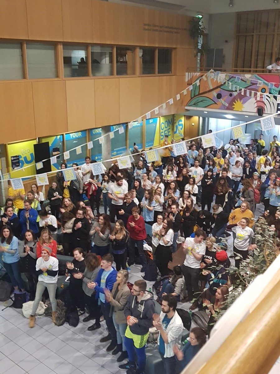 CollegeTribune's tweet photo. Standing ovation for Aoife Gray, auditor of @UCDFORCHOICE after her speech. #ucdforchoice https://t.co/RhnLrMHaVd