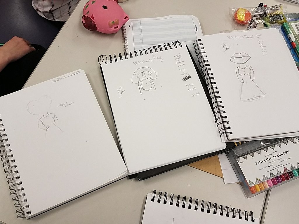 TeachEm33's tweet photo. Drawing is playing! Valentine's inspired people #GSPD2018 @MayvilleSD1 https://t.co/Taar3s5v4t