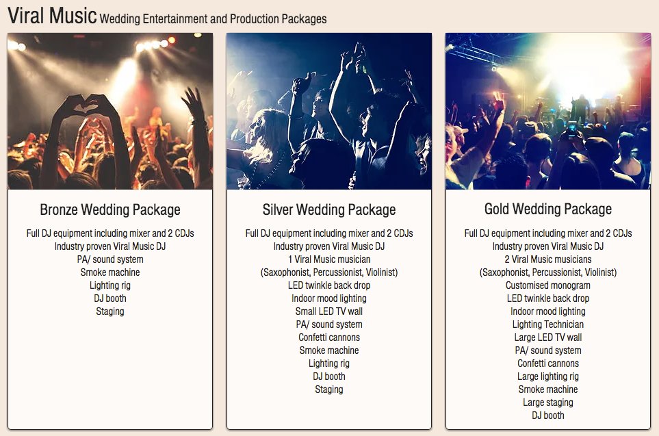 A breakdown of what we offer in our extensive wedding packages. #viralmusicuk

👉 More info - viralmusicuk.com/weddings 👈
👉 Bookings - info@viralmusicuk.com 👈
👉 Follow - <a href="/ViralMusicUK/">Viral Music</a> 👈