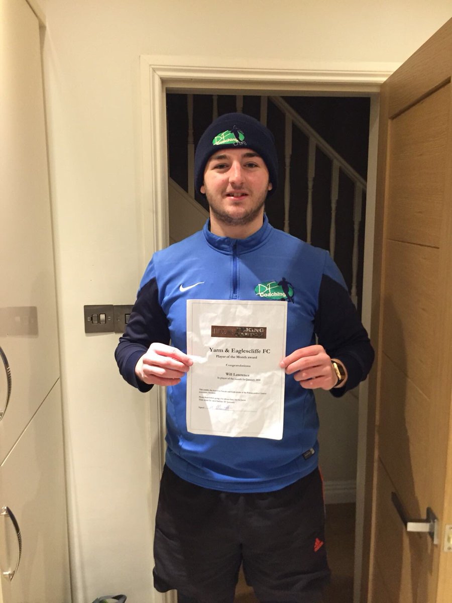 YarmEaglescliff's tweet image. Pleased to announce that our January Player of the Month was shot-stopping sensation Will Lawrence, sponsored this season by @MavalElectrical. Enjoy your meal Will at our Player of the Month sponsors Peking Garden, Stockton. #UTYAE 🔵⚪️