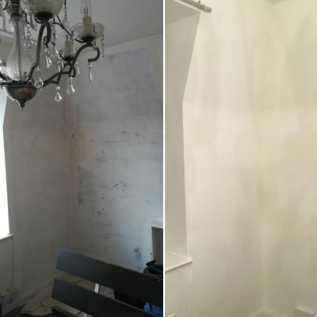 jlb_ltd's tweet photo. A short notice repair job in South Norwood today following up some bad plaster work. Some before and after photos......shadows on finished work caused by the ceiling light fitting https://t.co/4NZYck5Hts