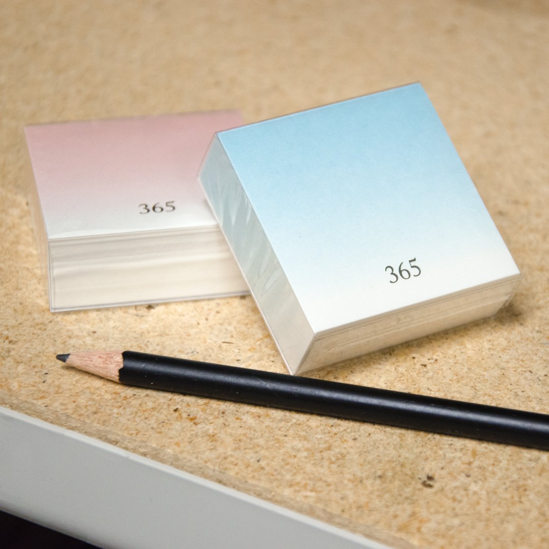 a tiny note pad almost too beautiful to use, but don't worry, each stack has 365 pages.
