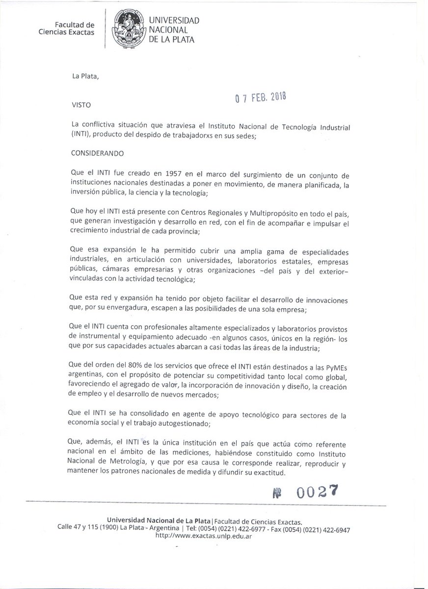 DefLaCienArg's tweet photo. ⚙️La lucha de lxs trabajadorxs de @INTIArgentina contra los despidos y el desmantelamiento ya cuenta con el apoyo de las facultades de ciencias exactas de las tres universidades más grandes del país: @Exactas_UBA, @famaf_unc y @exactas_unlp 
#EnIntiNoSobraNadie #NoAlAjusteEnCyT https://t.co/8yEmzJSFZ5