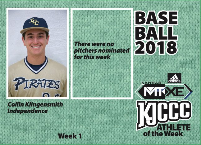 KJCCCmedia's tweet photo. #KJCCC BASEBALL Athletes of the Week, Week 1, 2018 - https://t.co/5B9uqUJvYA  @IndependenceCC https://t.co/TA9EkbqH1V