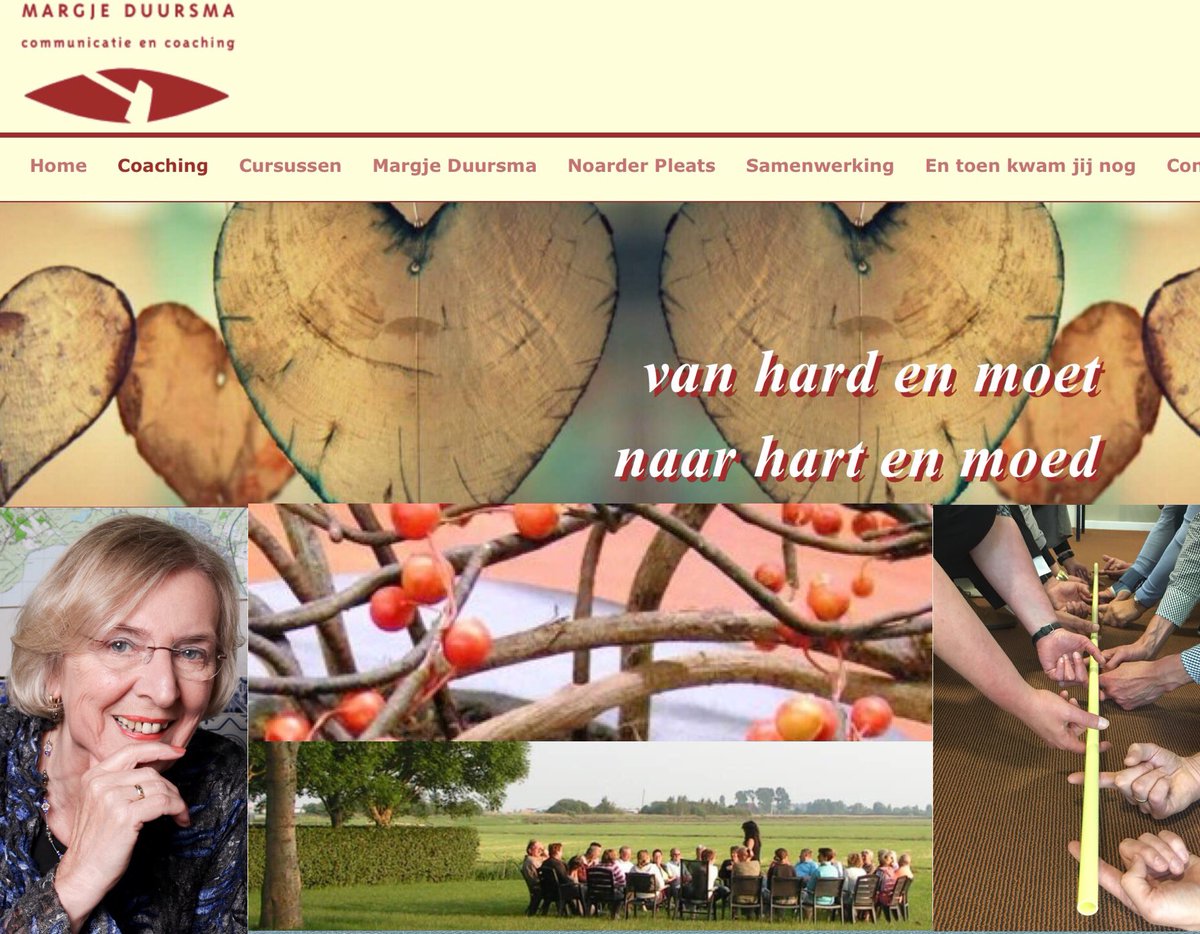 Met plezier laat ik je weten dat mijn site margjeduursma.nl vernieuwd is. Met dank aan Diederick van Eijsden van KISS computer service en training. 
Leiderschap is een centraal thema in mijn coachpraktijk.
Op mijn site lees je meer over mijn werk en over mijn vrije tijd.