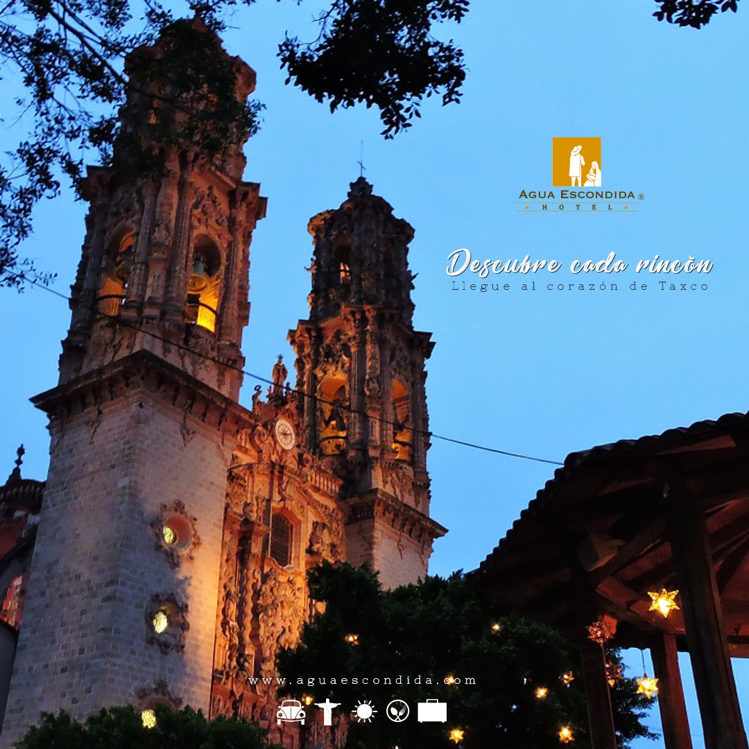 Disfruta Taxco a pie, camina por sus calles empedradas, observa sus  construcciones orientadas al cielo y descubre rincones dignos de una  escenografía virreinal.
 #LleguealCorazóndeTaxco
 RESERVA:
 reservas@aguaescondida.com
 aguaescondida.com