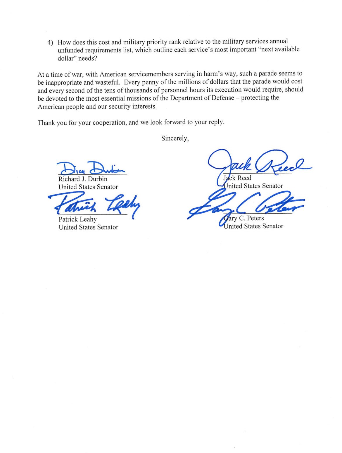 Send Letter To Secretary Of Defense Send Letter To Secretary Of Defense