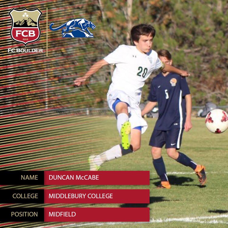 FCBoulder's tweet photo. Next up is Niwot High and #FCBoulder soon to be alumni Duncan McCabe! He has committed to @MiddAthletics for next year! Congrats to @duncanmccabe7 and good luck! #nationalsigningday #collegebound #fcbpride #soccerforlife https://t.co/4uRnnT7HHF