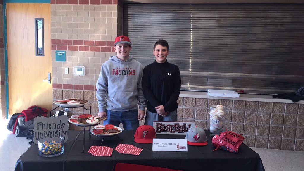 Royalblues5's tweet photo. Congrats @brettw5 for signing with @FriendsFalcons at @DHS_Panthers ! Today is a culmination of all the hard work both in classroom and on the field! We are excited to see what the future holds for you! #ChasingDreams #FUBaseball #GoFalcons #GreenisMagic https://t.co/eJX0ImM0uO