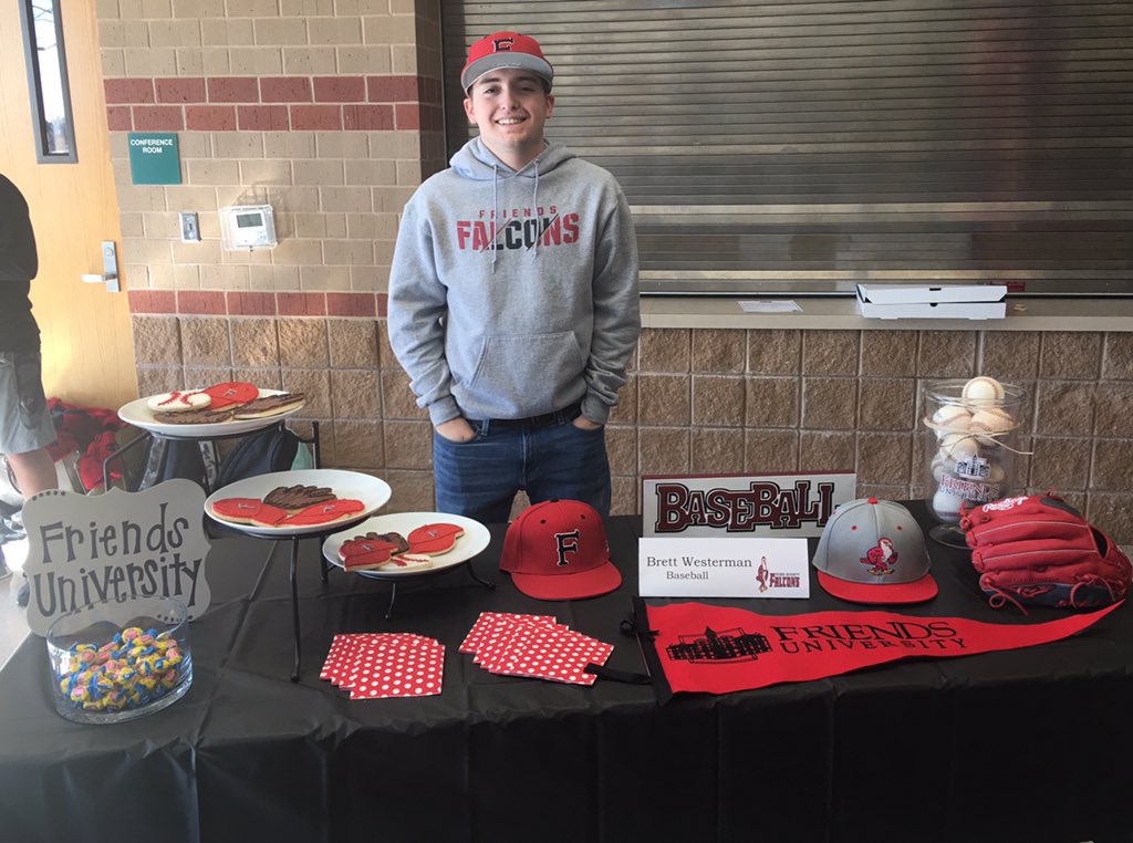 Royalblues5's tweet photo. Congrats @brettw5 for signing with @FriendsFalcons at @DHS_Panthers ! Today is a culmination of all the hard work both in classroom and on the field! We are excited to see what the future holds for you! #ChasingDreams #FUBaseball #GoFalcons #GreenisMagic https://t.co/eJX0ImM0uO