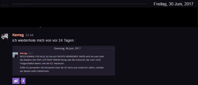 CptSpringare's tweet photo. Ich möchte nicht klugscheiße, aber ich klugscheiße mal :D
@TheKerrag @DerHauge @BonjwaHonor
Aus dem WoW-Gildenbereich der #Twitch-App.
Ansonsten der Hinweis, es läuft #worldofwarcraft / #OneLastRaid auf @BonjwaDE https://t.co/ZPUY1ZAntD