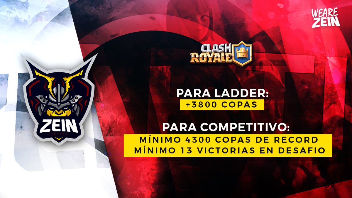 ZeinUnited's tweet photo. #ClashRoyale |

¡Seguimos en búsqueda de samuráis para defender nuestros colores!🔍

¿Quieres ser uno de ellos?

Manda tu propuesta a contactzeinunited@gmail.com

#WeAreZein https://t.co/QpuexlLkYT